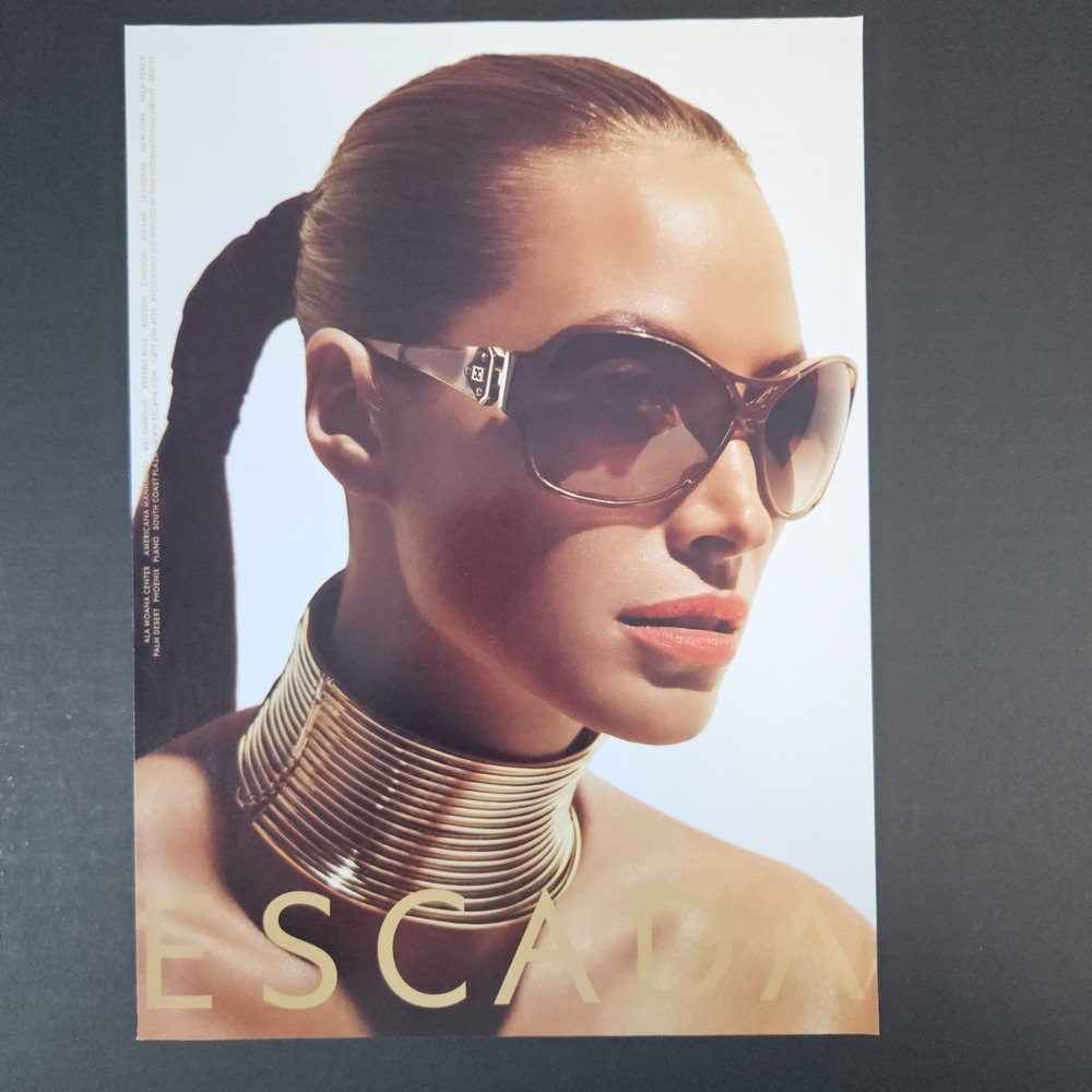 2009‎ Escada Sunglasses Eyewear Print Ad High Fashion Designer Choker Necklace